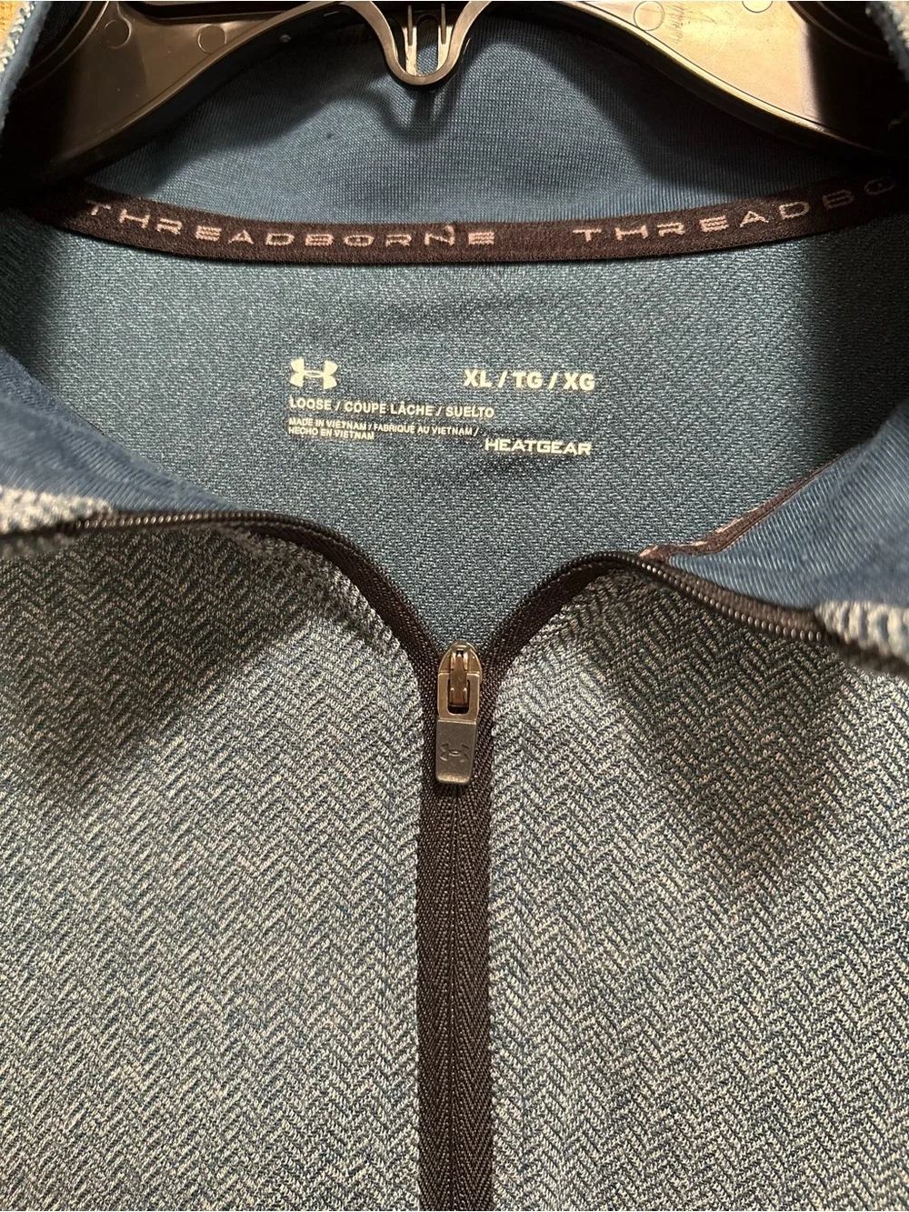 Under Armour Men’s XL 1/4 Zip Pullover Blue Herringbone HeatGear M024